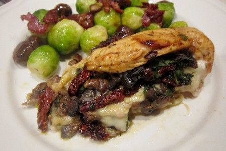 Téli zsebes csirke, baconos, gesztenyés kelbimbóval